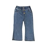 Oyolan Mädchen Jeanshosen 3/4 Hose Caprihose Denim Pants Slim Fit Jeans Stright Leg Jeans Sommerhose Wide Leg Pants Streetwear Blau B 74-80