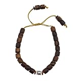 Tibetisch-buddhistisches Sechs-Zeichen-Sprichwort-Armband für Frauen Männer Holz Tigerstreifen Sandelholz-Perlen-Armband Ziehen Glück Reiche an Verstellbares handgemachtes geflochtenes Armband 8