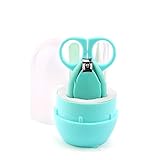 Baby-Maniküre-Pflegeset mit Etui, Baby-Nagelknipser, Schere, Feile, Pinzette für Neugeborene, Säuglinge, Kleinkinder, grün, praktisches Zubehör für Mutter und Baby