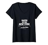 Damen Hagen ist wie New York Hagen T-Shirt mit V