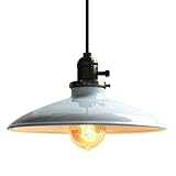 Unimall Hängeleuchte Industrial Retro Pendelleuchte Vintage E27 mit Schalter Höhenverstellbar Rustikal Metall Weiß Lampenschirm für Küche Esszimmer Esstisch Keller Bar (ohnen Glühbirne)