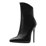 MISSUIT Damen Spitze High Heels Stiefeletten Stiletto Ankle Boots Reißverschluss Hinten 12cm Absatz(Schwarz,38)