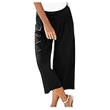 AFFGEQA Jogginghose Damen Gestreifte Bedruckte Baggy Freizeithosen Abgeschnittene Hosen Bohemian Strandhose Fitnesshose Training