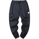Herren Sporthose Frühling und Herbst Einfarbig Plus Size Multi-Pocket Freizeithose Kordelzug Elastische Taille Freizeithose 3XL