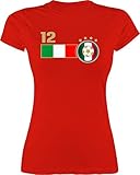 Fussball WM 2022 Fanartikel - 12. Mann Italien Mannschaft - S - Rot - Italien Fanartikel - L191 - Tailliertes Tshirt für Damen und Frauen T-S