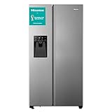 Hisense RS694N4TIE Side-by-Side Kühl-Gefrierkombination/ NoFrostPlus/ Inverter-Kompressor/ Eis-Wasser Spender/ HolidayMode/ 178,6 cm/ Kühlteil 371 l/ Gefrierteil 191 l/ 42 dB/ 323 kWh/ Jahr/ Inox-Look