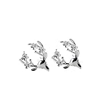 Candy101 Weihnachten Hirsch Ohrringe Damen I Silber Klein Elch Ohrstecker I Hirsch Ohrsteck I Weihnachtselch Ohrring I Weihnachten Deko Rentier Silberohrringe Ohrschmuck Ideal für Frauen (Silber)