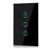 Betued Lampenschalter, stufenloses Dimmen Touch Phone APP WiFi LED Schalter, Fernbedienung wiederverwendbar für Home Office(Black, Transl)