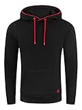 riverso Herren Kapuzenpullover RIVEnno Hoodie Sweatshirt Pullover Kapuze Kängurutaschen Regular Fit Einfarbig Baumwolle Schwarz XL, Größe:XL, Farbe:Black (24000)