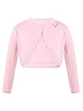 renvena Mädchen Strickjacke Langarm Basic Bolero Schulterjacke Kinder Festlich Top Bolerojacke Partykleid Kommunionkleid Taufkleid A Rosa 134-140