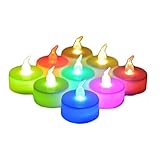 JSJJAWA Kerzenlicht 6 stücke Farbwechsel LED Tee Lichter Flammenlose Teelichtkerzen mit bunten Lichtbatterien betrieb