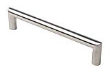 Design Schubladen-Griff Edelstahl Schrankgriff rund Möbelgriff Küche - LEILA | Relinggriff BA 128 mm | Türgriff Kleider-Schrank | Vollmaterial massiv | 1 Stück - Küchen-Griff silber matt mit Schraub