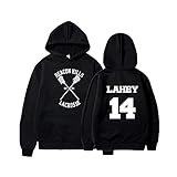 CREACEC Herren Casual Mode Kapuzenpullover, Lacrosse Hoodie Teen Sweatshirt Kordelzug Pullover Tops,Schwarz,XXL