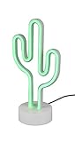 Reality Leuchten LED Tischleuchte Cactus R55220101, Fuß Kunststoff weiß, inkl. 1.8 Watt LED grü