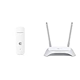 Huawei entsperrt E3372-LTE / 4G 150 Mbit/s USB-Dongle- Weiß & TP-Link TL-MR3420 N300 WLAN LTE Desktop Router (300Mbit/s 2,4GHz, 4 10/100Mbit/s LAN-Port, 3G/4G-Router) weiß/g