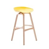 XIN CHANG LWH Holz Barhocker, Home Rezeption Cash-Register Hochstuhl Komfortables Kissen Kreativer Stabiler Und Langlebiger Lounge-Stuhl(Color:Gelb)