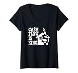Damen Immobilien Investor Cashflow is King lustiger Spruch Haus T-Shirt mit V