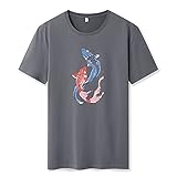 Kurzarm Herren Sommer Basic Rundhals Männer Laufshirt Einzigartig Druck T-Shirt Modern Mode Regular Fit Freizeit Shirt Urban Kreative Sportshirt C-Grey 4XL