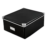Idena 10520 - Aufbewahrungsbox aus festem Karton, Deckel mit verstärkten Kanten aus Metall, Allzweck-Box in Schwarz inklusive Beschriftungsfeld, für Ordnung im Haushalt, Büro und Arb