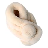 Tangpingsi Frauen Mädchen Winter Flauschige Plüsch Kreuzkragen Schal Schal Wrap Niedlichen Pompom Ball Halstuch Outdoor Winddicht Verdicken Halswärmer Achselzuck