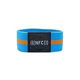 NFC Armband Stoff, flexibel, NTAG216, 924 Byte, hellblau/orange, Größe M