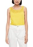 s.Oliver Damen Flammgarn-Top mit Spitzenpasse yellow 46