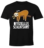 MoonWorks® Herren T-Shirt Offizielles Schlafshirt Faultier Pyjama Schlafanzug Fun-Shirt Spruch lustig schwarz 5XL