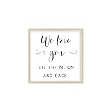 by Unbranded 17,8 x 17,8 cm Wanddekoration Schilder, We Love You To The Moon And Back, Vintage Ferienhaus Dekor, Holzschilder und Schilder, Dekor für Bauernhaus E