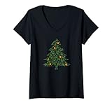 Damen Jurassic World Christmas Dinosaur Jumble Tree T-Shirt mit V