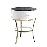 Nachttisch Nachtschrank Nachtkommode Nachttisch Runde Form Nachttisch Metallrahmen Mit Massivholz Aufbewahrungsschublade Nachttischkabinett Für Schlafzimmer Wohnzimmer, Komplett Montiert, 51 * 51 * 5