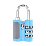 uxcell TSA-zugelassenes Gepäckschloss, 3-stelliges Zahlenkombination, Reise-Vorhängeschloss, Zinklegierung, blau, 57 x 30 x 13,5