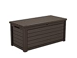 Koll Living Gartenbox / Aufbewahrungsbox 623 Liter, schwarz, weiß oder braun - trockener & belüfteter Stauraum - mit Gasdruckfedern - Deckel bis zu 272 kg belastbar (Braun)