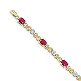 Armband 14 Karat Gelbgold Diamant Rot Rubin E