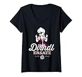 Damen Dirndl Ersatz Tracht Trachtenshirt Damen Oktoberfest Dirndl T-Shirt mit V