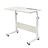 sogesfurniture höhenverstellbar Laptoptisch Computertisch mit Tablet Steckplatz, 80 * 40cm PC Tisch Sofatisch Pflegetisch Beistelltisch mit Rollen, Weiß Ahorn 05#3-80MP-BH