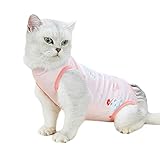 Anlitent Hunde/Katze, professioneller Genesungsanzug mit Anti-Lecken für Bauchwunden oder Hautkrankheiten, süße Sommerkleidung für den Innenbereich von Katzen und Welpen, Teetasse (L, Pink)