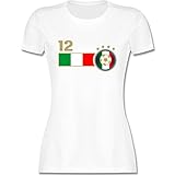 Fussball WM 2022 Fanartikel - 12. Mann Italien Mannschaft - L - Weiß - Fußball - L191 - Tailliertes Tshirt für Damen und Frauen T-S