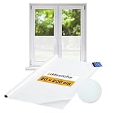 Hinrichs Fensterfolie Selbsthaftend Blickdicht - 90 x 200 cm Sichtschutzfolie Fenster Matt - Milchglasfolie Statisch Haftend Auftragen - Fensterfolie Blickdicht mit Gratis Rakel (Matt)