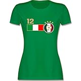 Fussball WM 2022 Fanartikel - 12. Mann Italien Mannschaft - S - Grün - fußball t-Shirt Italien Damen - L191 - Tailliertes Tshirt für Damen und Frauen T-S