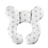 Baby U-förmiges Kissen, Baby Reisekissen Säugling Kopf und Nacken Stützkissen für Autositz, White Grey Plus, One S