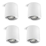 4 Stück linovum CORI schwenkbare Aufbaustrahler weiß & silber im Set - runder Deckenstrahler geeignet für GU10 & LED M