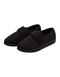 Silvert's Adaptive Clothing & Footwear Extra breite Herren-Hausschuhe für geschwollene Füße, mit verstellbarem Verschluss, Schwarz (midnight), 47