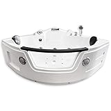 WHIRLPOOL BADEWANNE WHIRLPOOL RECHTECK 2 PERSONEN NEU SPA TUB HOT TUB BATH TUB Full Düsen Sichtfenster, Wasserfall, Led 135 x 135