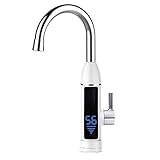 Lsooyys Elektrische Wasserhahn, 3000W Durchlauferhitzer Armatur Spültisch 200VLED Temperaturanzeige Heizung Wasserhahn 360° Drehbar, für Küche und B