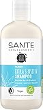 SANTE Naturkosmetik Extra Sensitiv Shampoo Bio-Aloe Vera & Bisabolol, Natürliche Haarpflege, Für empfindliche Kopfhaut, Besonders mild, Vegan, 250