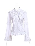 Antaina Weiß Baumwolle Rüsche Spitze Jahrgang Viktorianisch Süß Lolita Hemd Bluse, XXL,MEHRWEG
