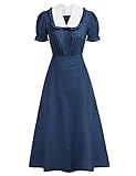 SCARLET DARKNESS Damen Pionier Kolonial Kostüm Vintage Prairie Civil Kleider - Blau - S