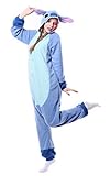 Erwachsene Adult Pyjama Cosplay Tier Onesie Nachtwäsche Kleid Overall Animal (M, Blue Stitch)