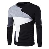 KBUY Herren Pullover Rundhals-Ausschnitt Schwarzer Männer Longsleeve dünner Pulli Sweatshirt Langarmshirt Crew Neck Jungen Hoodie T-Shirt Langarm Herren Oversize Longsleeve Crew Neck Sweatshirt M-5XL