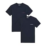 Emporio Armani Herren T-Shirt 2er Pack - Crew Neck, Rundhals, Stretch Cotton Schwarz/Weinrot S